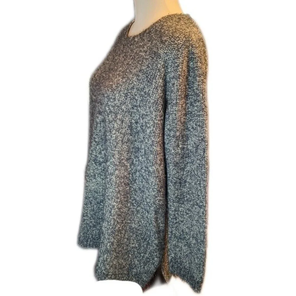 Pure Jill cotton/poly/acrylic heather blue crew neck sweater - L